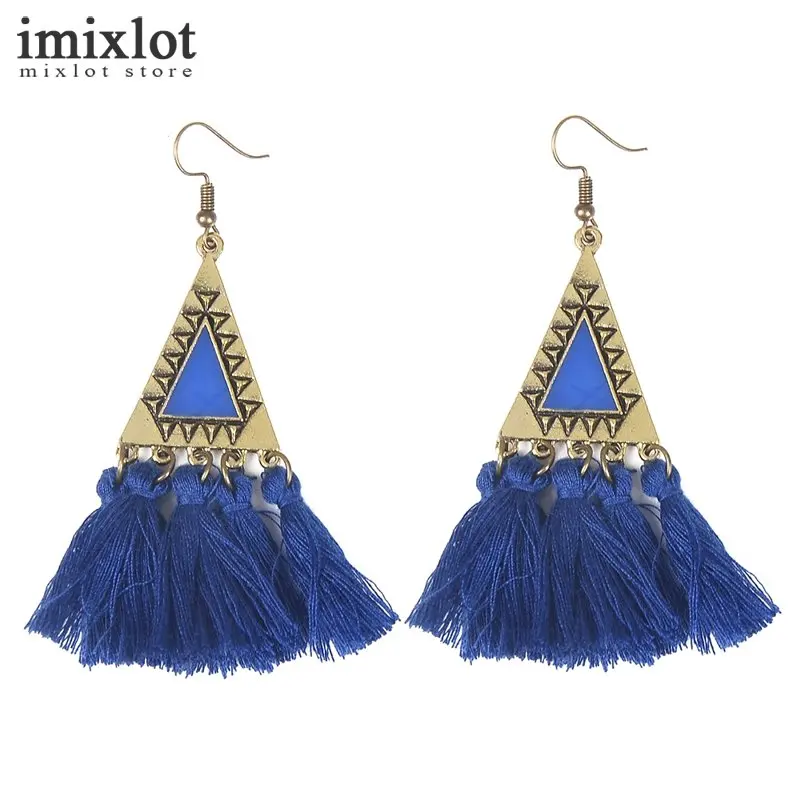 Imixlot Jewelry Boho Tassel Earrings Women Gold color Geometric