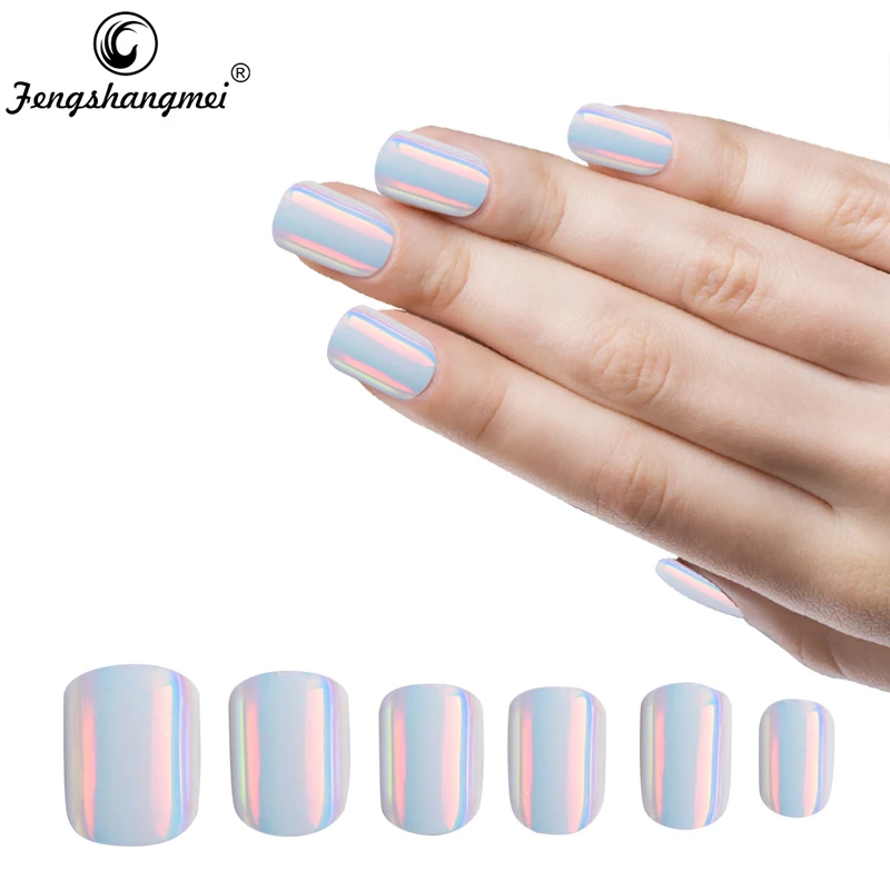 

Fengshangmei Mirror Nails Artificial Fake Nails Metallic Reflective False Nails With Glue