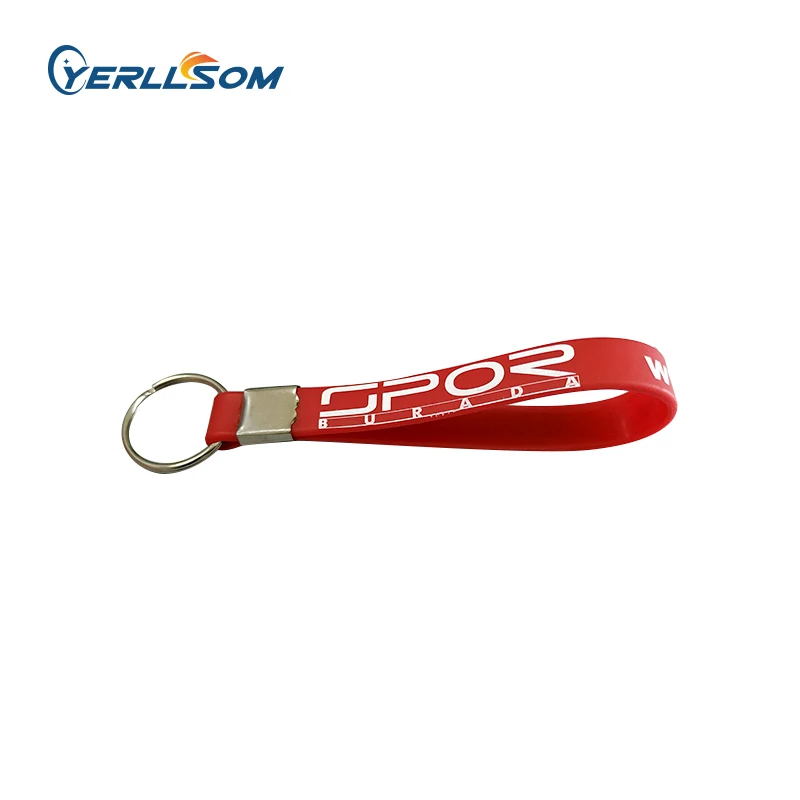 

200PCS/lot Free shipping customized Silk printed rubber keychain with writing or logo for events KS101802