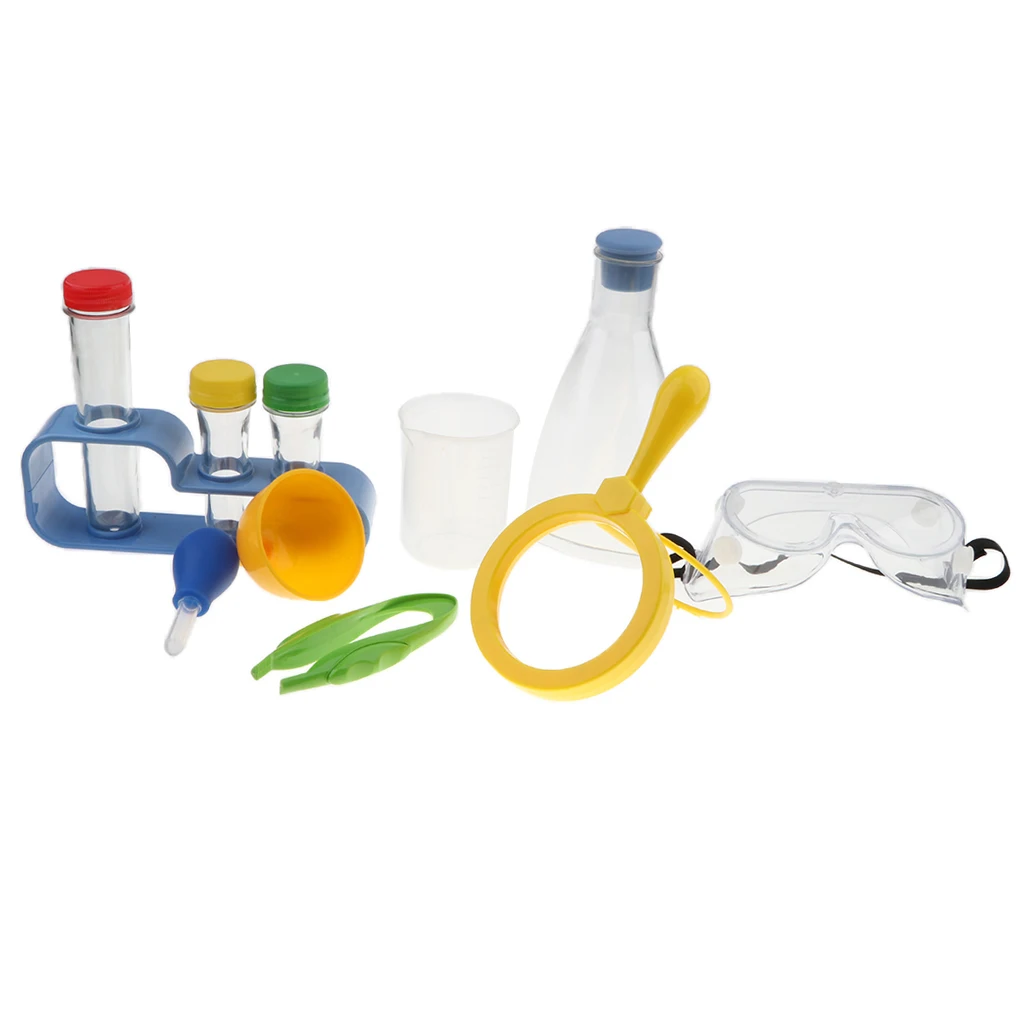 11PCS Chemistry Lab Labware Kits Student Toy - Funnel Beaker Test Tube Dropper Set Scientist Role Play Educational Teaching Aids