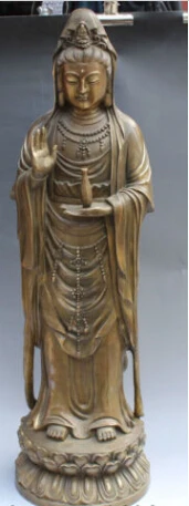 

JP S0098 27" Chinese Bronze Stand Lotus Kwan-yin Guan Yin Guanyin Goddess Buddha Statue (B0328)