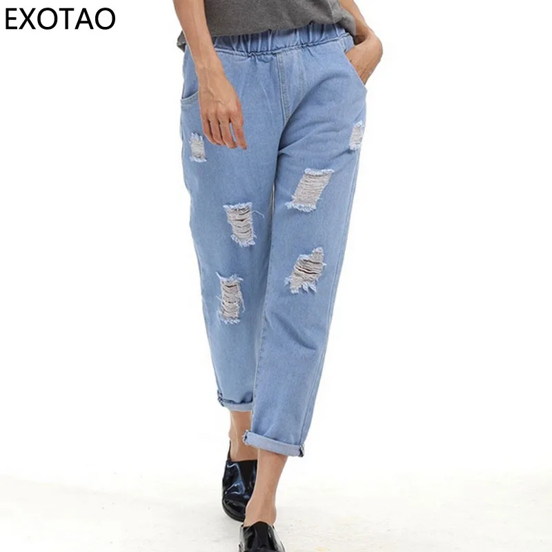 Heyouthoney vintage casual boyfriend high waist women