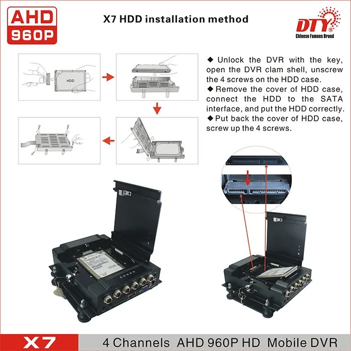 DTY X7G Профессиональный Mobile Security AHD MDVR h 264 решений 720 P 4CH DVR