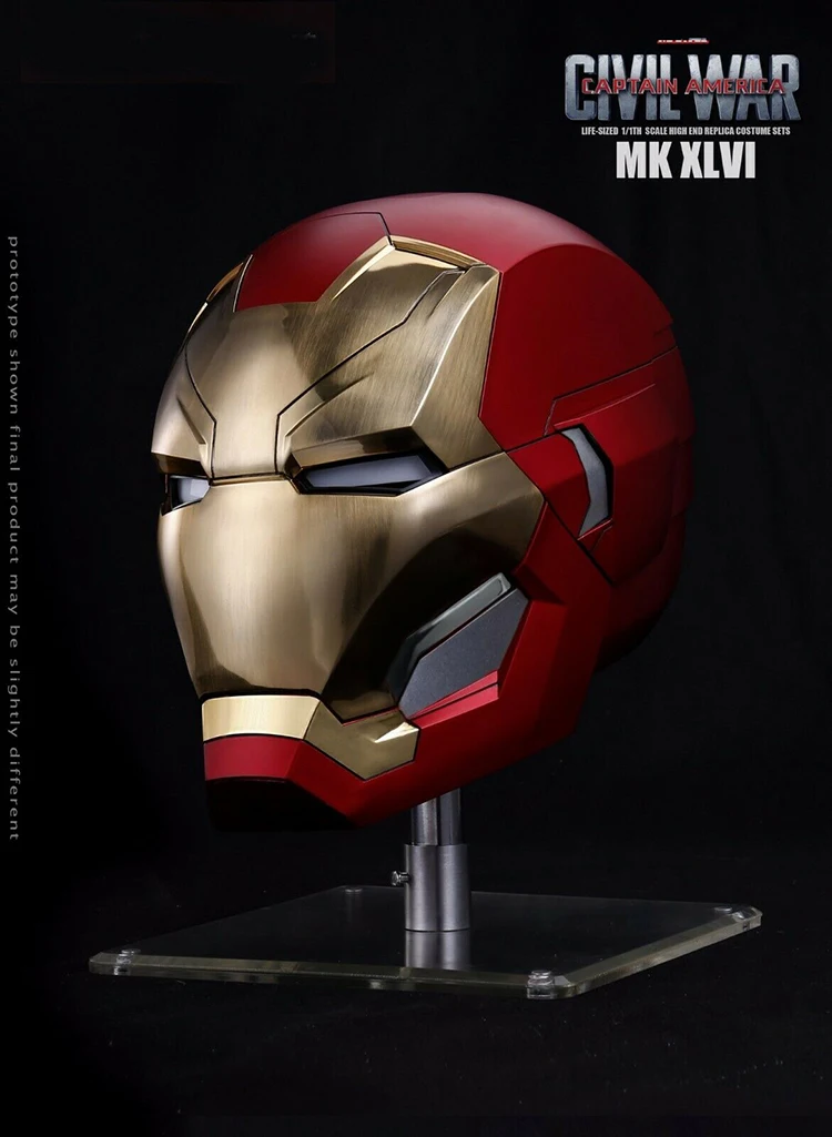 In Stock Captain America Civil War 1/1 The Avengers 4 Iron Man MK46 Helmet Automatic On-off Electric Model for Fans Gifts