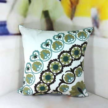

Free Shipping 1pcs 100% Cotton European Embroidery Cushion Cover Home Decor Throw Pillows Decorative Pillow Case YANZ011