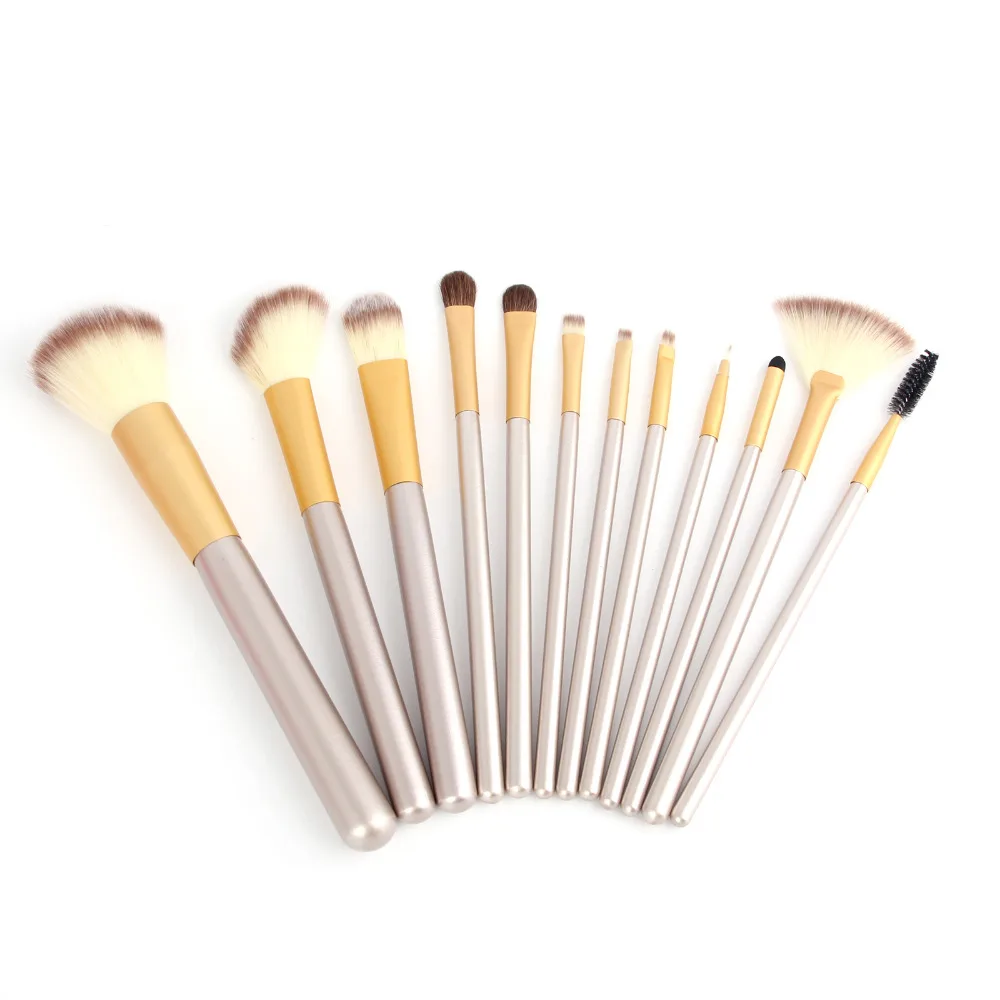 Professional Soft 12pcsset Makeup Brushes Cosmetic Real Make Up Tools eyeshadow blush Set with Leather Bag brochas maquillaje (12)