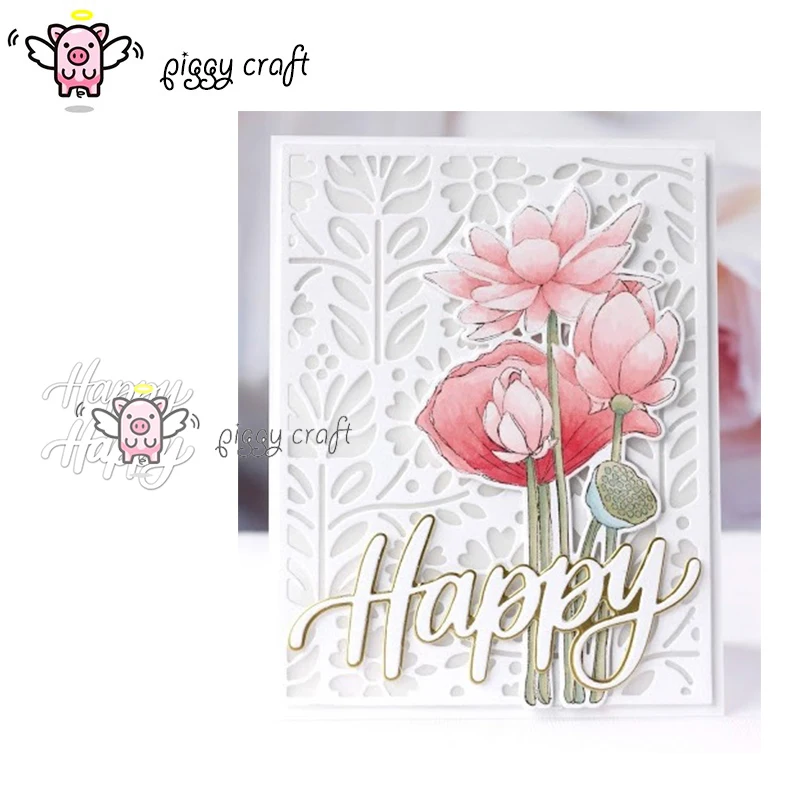 

Piggy Craft metal cutting dies cut die mold 2Pcs Happy letter Scrapbook paper craft knife mould blade punch stencils die