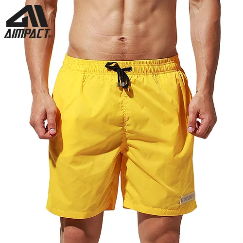 Aimpact мужские бордшорты с подкладкой быстросохнущие плавки на шнурке праздничный купальник для серфинга спортивные шорты для бега Hybird DT84 - Цвет: Yellow