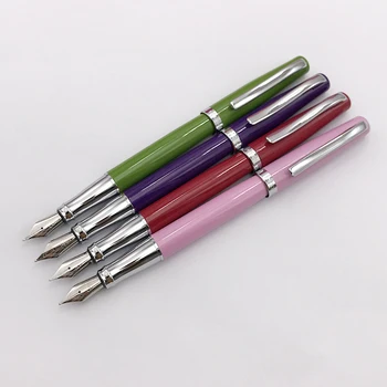 

Fountain Pens Fine Nib 0.5mm Silver Clip Red Green Pink Purple Wine-red Inking Pens with Ink Converter School Office Supplies