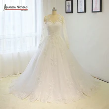 Высококачественная кружевная Апликация с длинными рукавами, сексуальное свадебное платье трапециевидной формы с открытой спиной