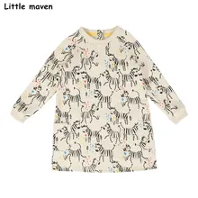 Little maven kids dresses for girls 2017 autumn baby girls clothes Cotton zebras print straight pockets dress S0255