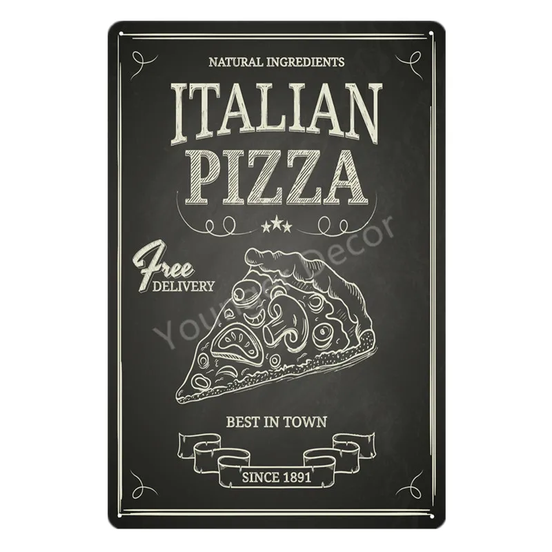 Горячая итальянская тарелка для пиццы Ретро Нью-Йорк Стиль вкусная пицца Декор настенный металлический плакат для магазина дома кухни пиццерия знаки YD005 - Цвет: YD0084