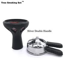 Огнеупорный стеклянный силиконовый табак для кальяна, трилистник, чаша с двойной ручкой, аксессуары для кальяна, подарок для дыма