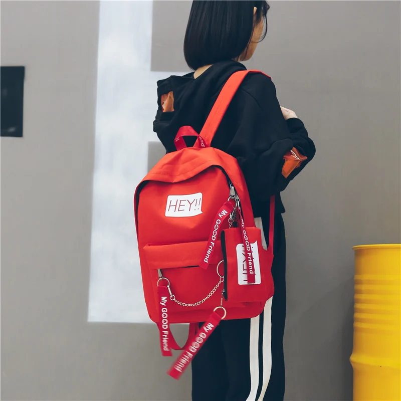 ##BUY Hey Harajuku Ribbon Backpack College High School Student Backpack Women Canvas Backpack Travel Teen Backpack For School