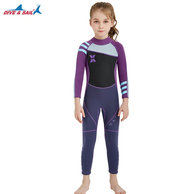 Kids 2.5mm Wetsuit Back Zip Long Sleeve Full Body Wetsuits Boys Girls