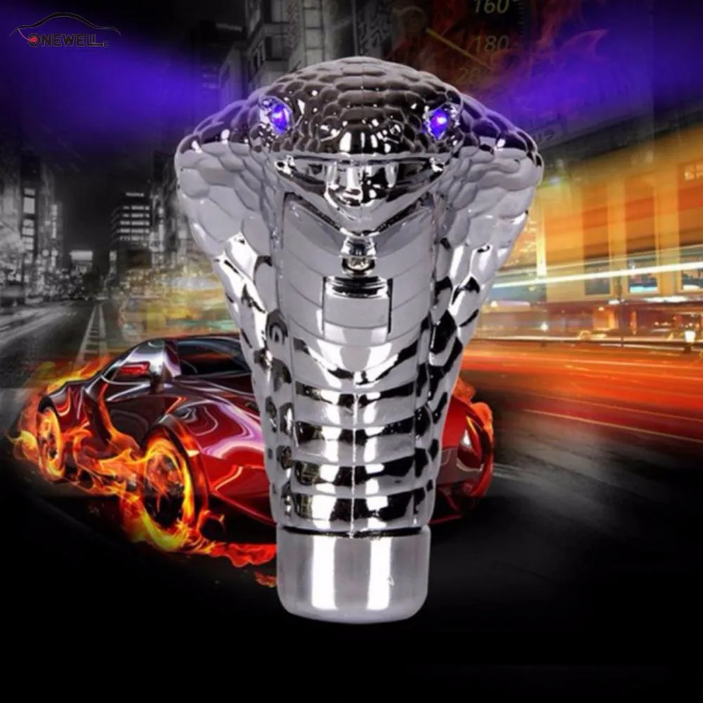 

Universal Car Gear Cover Auto Manual Gear Knob Stick Led Eyes Chrome Cobra Snake Cool Gear Shift With Red Light New