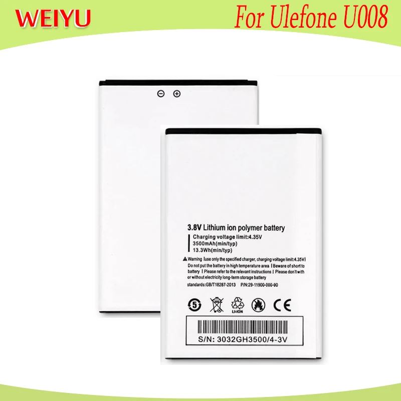

WEIYU 3500mAh battery For Ulefone U008 phone Replacement Batteries Bateria Hight capacity For Ulefone U008