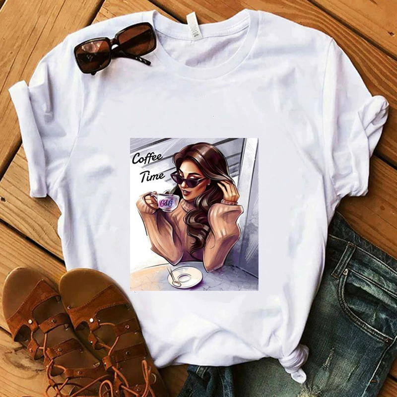 Кофейное время девушка футболка с рисунком летняя черная белая футболка леди хлопок мягкие Топы но первый кофе эстетическое искусство женские футболки