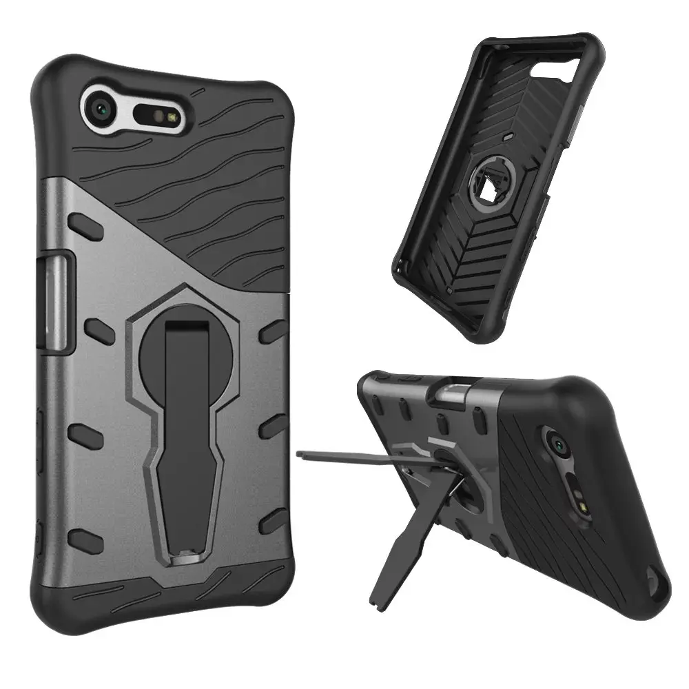 

Luxury Hybrid case For Sony Xperia X Compact With stand Armor Silicon+PC Shockproof protective back cover for Sony X Compact