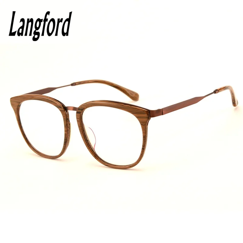 Big Wood Eyeglasses Frame Optical Acetate Glasses Oversize Spectacles