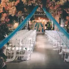 Белый свадебный стул покрывает шифон материал на заказ 54x180 см стул пояса свадебные принадлежности