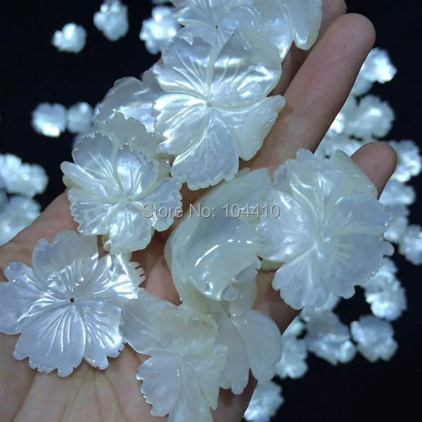 

New Fashion Hand Carved MOP Shell Flower Beads Drilled Spacer Beads Wholesale