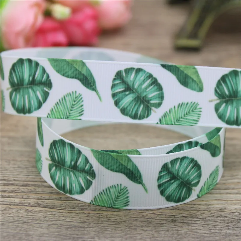 DHK 7/8 ''10yards тропический лист Фламинго шар печатных grosgrain ленты аксессуар hairbow головные уборы украшения B1692