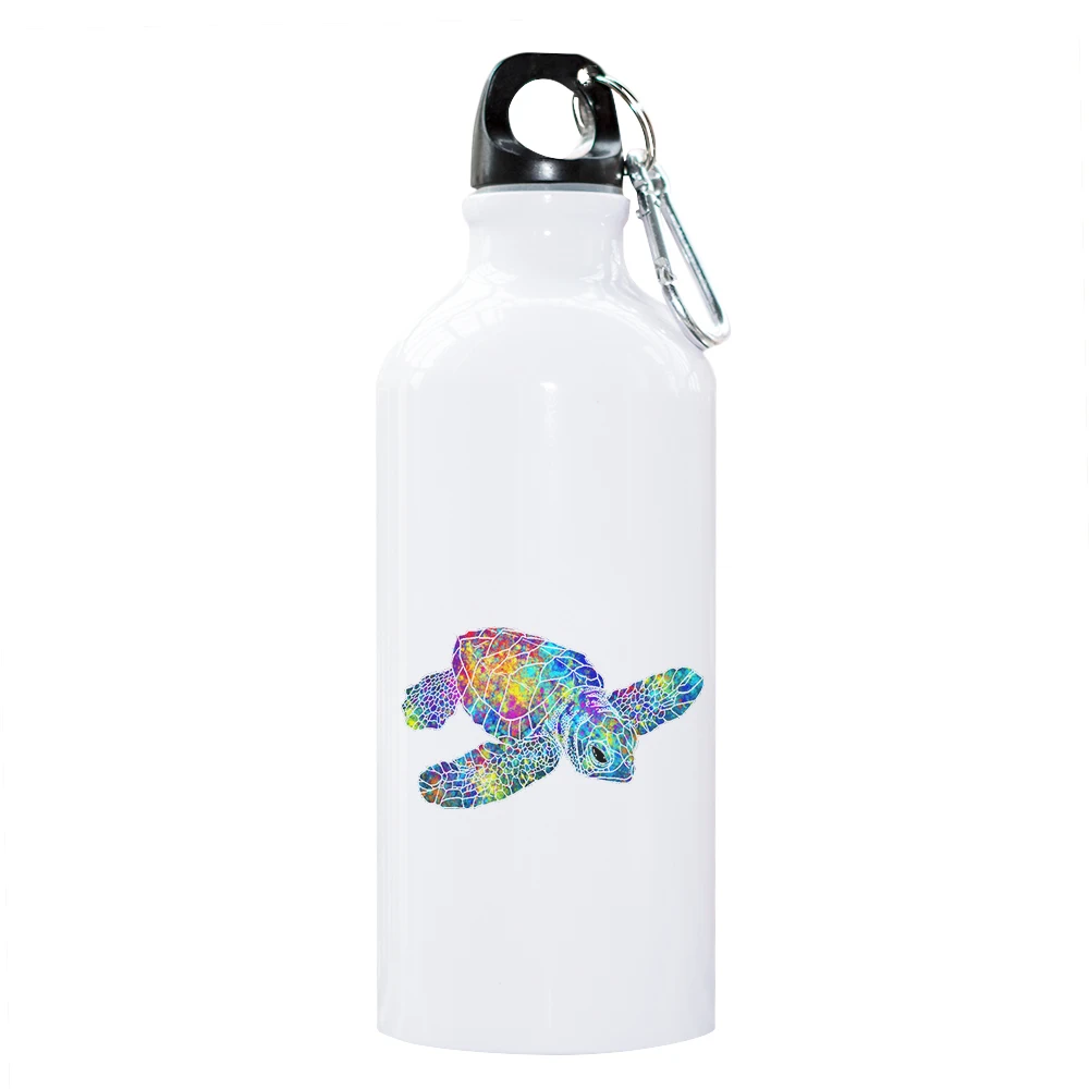 Фантастический дизайн морская черепаха тематическая бутылка для воды 600 мл алюминиевый карабин бутылка для спорта на открытом воздухе портативная световая бутылка для альпинизма