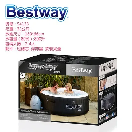 54112 Bestway 7" x 24" Круглый утолщенный надувной бассейн для семьи 196x61 см Bestway Lay-Z-Spa Las Vegas SPA подвижный спа