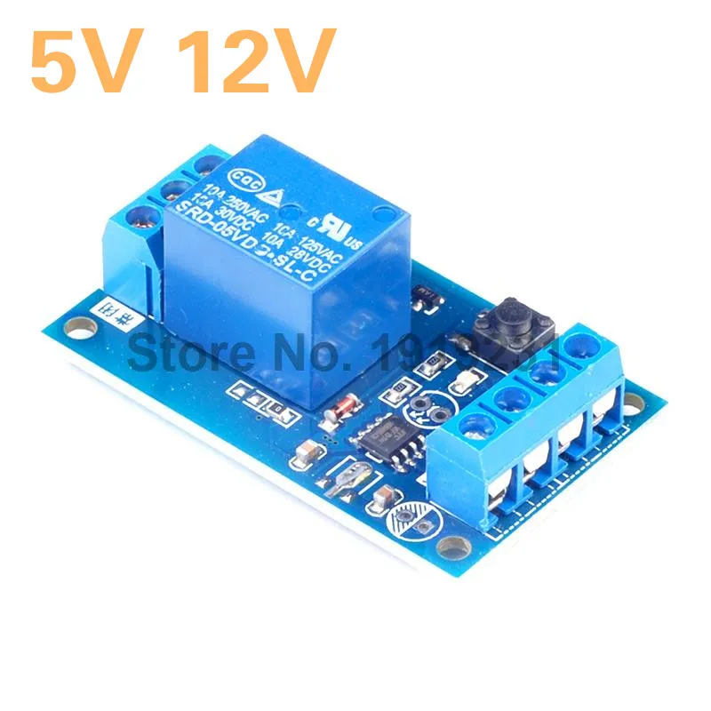 

5V 12V Single Bond Button Bistable Relay Module Modified Car Start and Stop Self-Locking Switch One Key