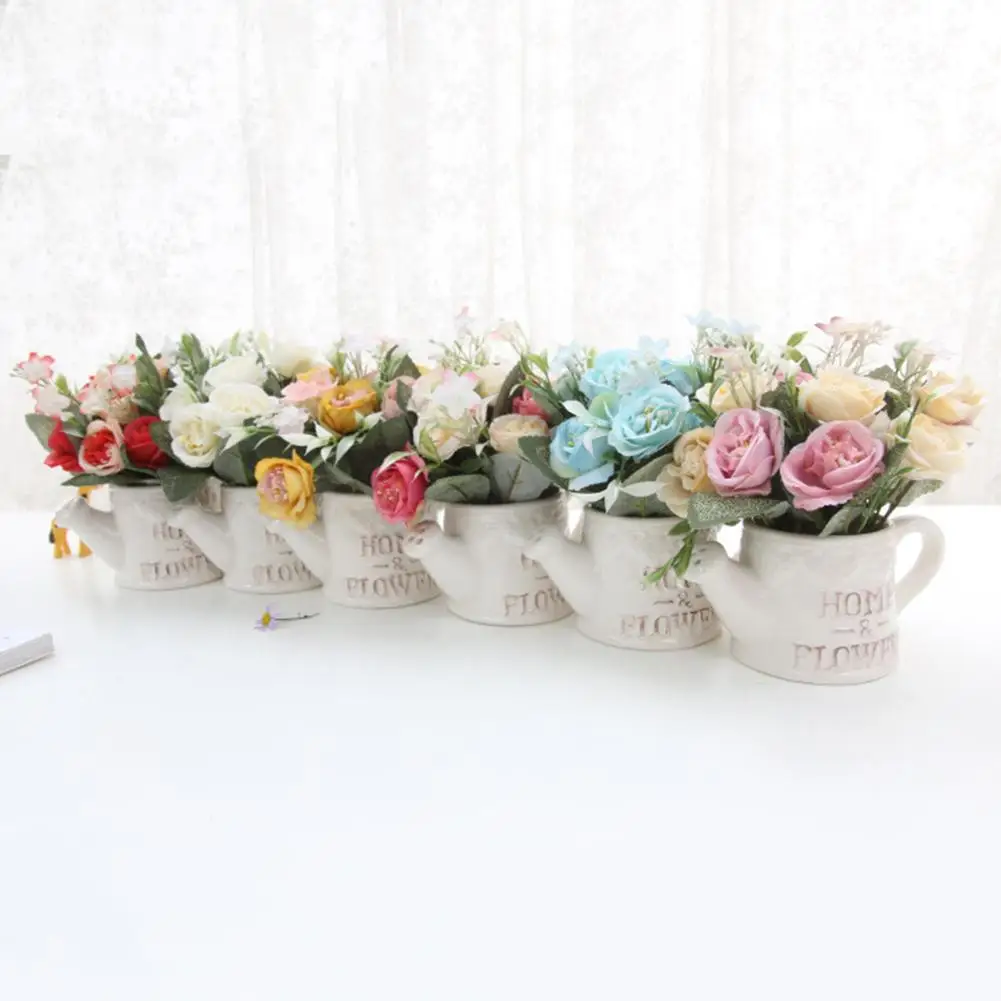 1Pc Artificial Flower Watering Pot Shape Bonsai Home Office Desktop Party Decoration | Дом и сад