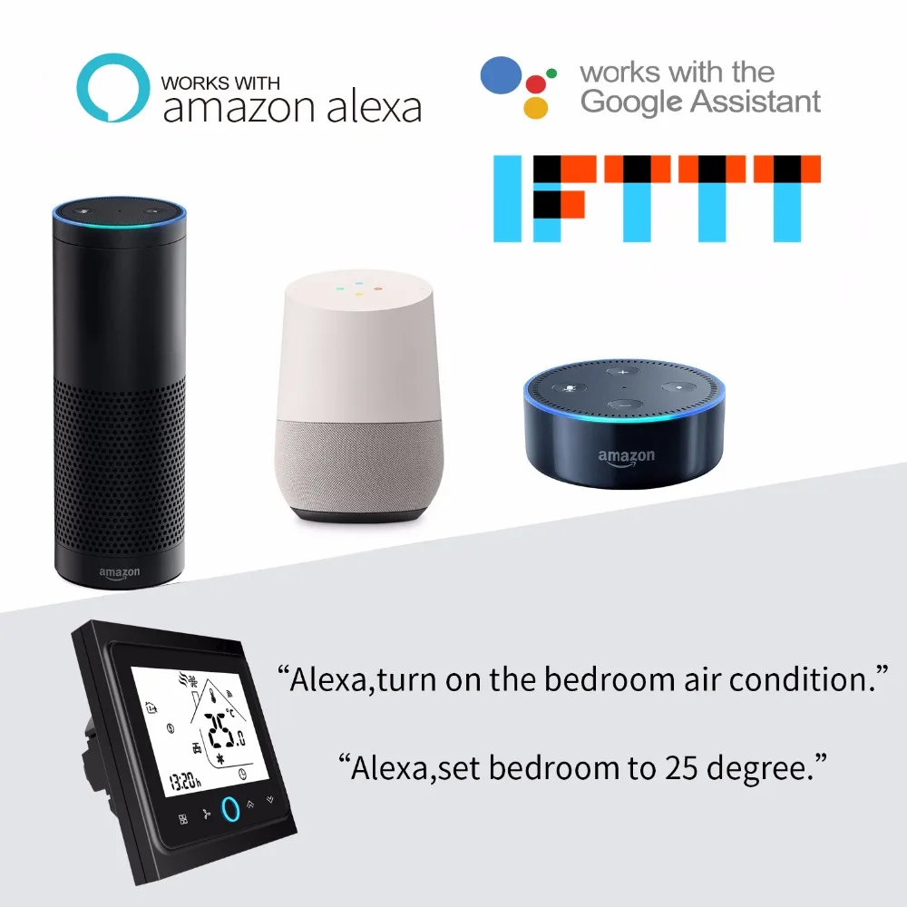 Умный термостат Wi-Fi контроль температуры Лер вода теплый пол Отопление работает Amazon Alexa Echo Google Home Tuya приложение управление