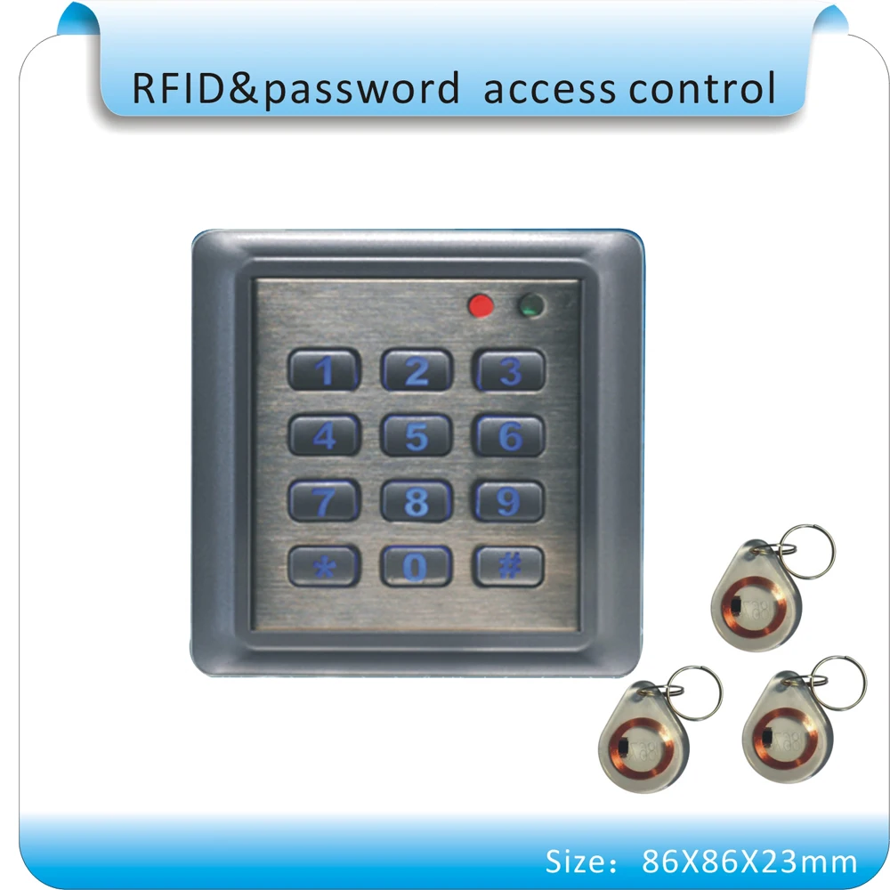 10pcs crystal keyfobs Metal case RFID Proximity Card Access Control System RFID/EM Keypad Access