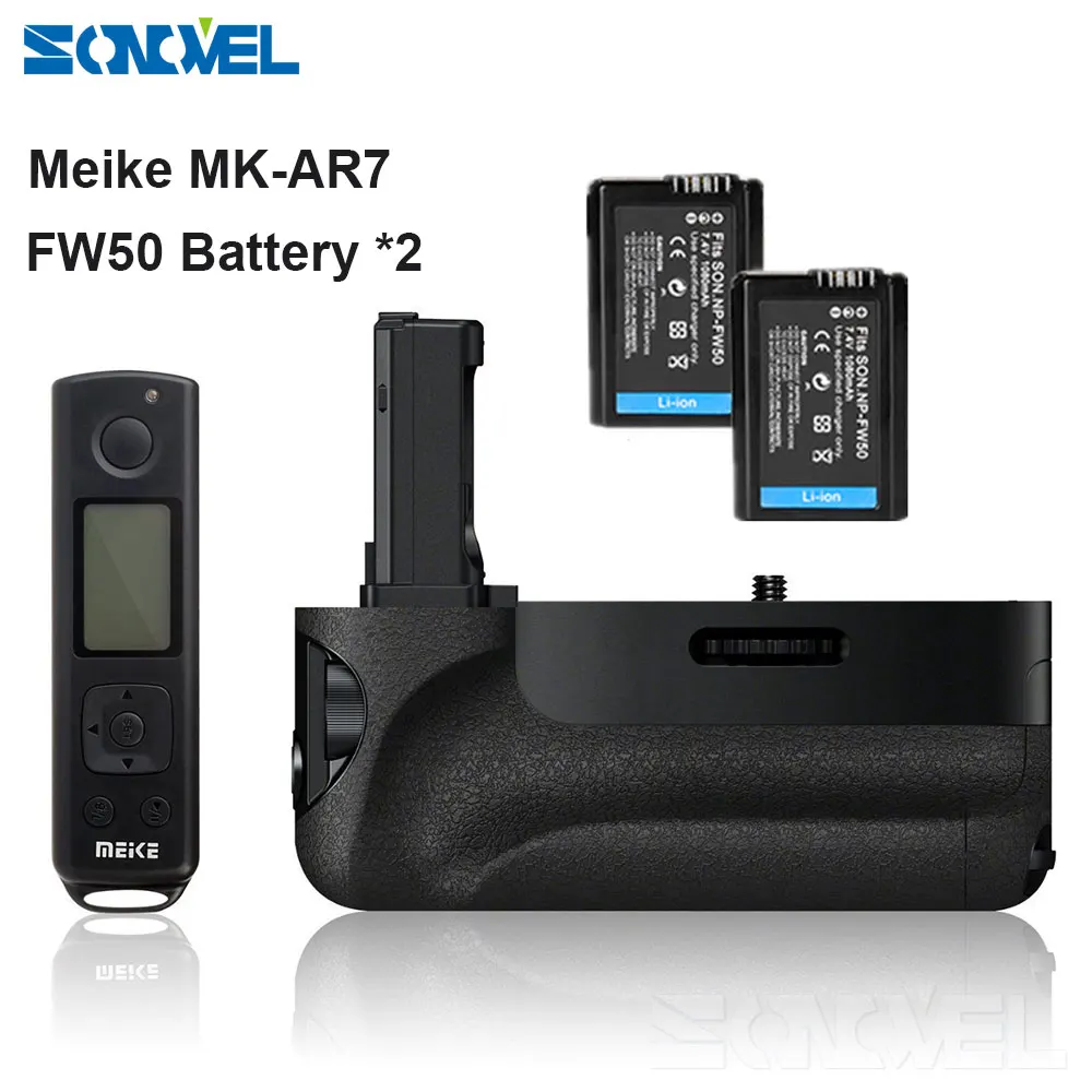 Meike MK-AR7 2.4G Wireless Remote System Vertical Battery Grip With 2pcs NP-FW50 Battery for Sony A7/A7R/A7S as VG-C1EM