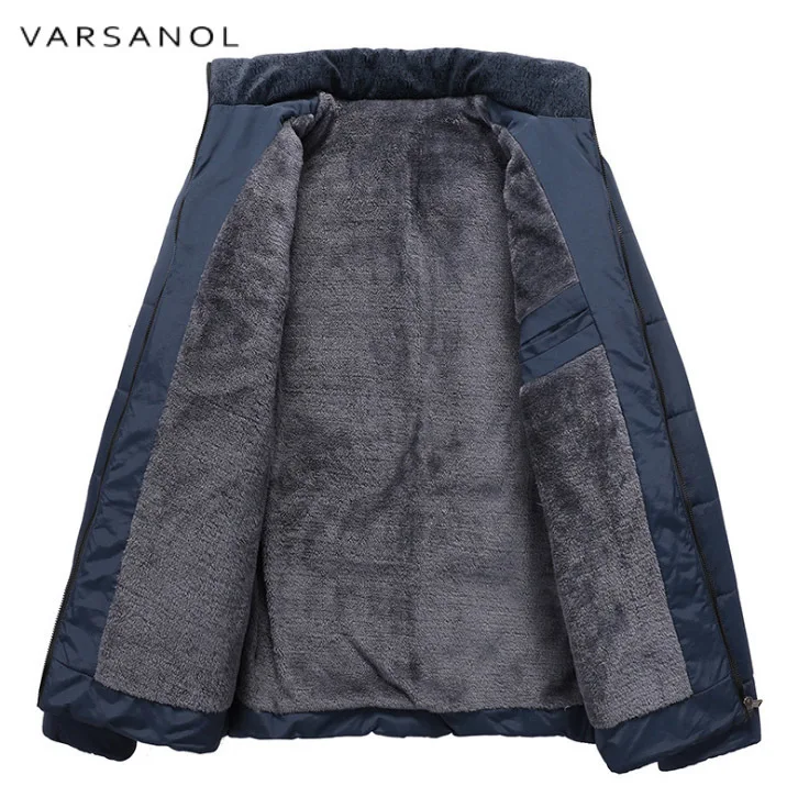 D'hiver Coton Veste blue blue Varsanol 2018 Nouveau Manches Casual 1688 Solide Longues Chaud Épais Parka Outwear Couture 15811 1688 Manteau black Black Hommes Vêtements Parkas 15811 À nOmwy8vN0