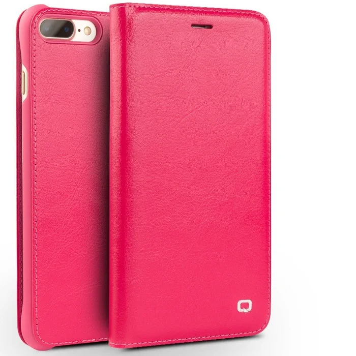QIALINO пояса из натуральной кожи модные чехол для iPhone 7 ручной работы Роскошные Ultra Slim флип чехол телефона для iPhone plus 4,7/5,5 дюймов - Цвет: Pink