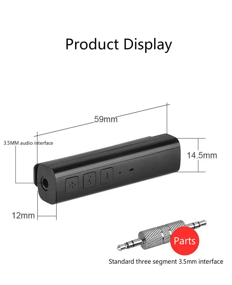 

Can Call Bluetooth Stick Built-in Battery Bluetooth Receiver 4.2 AUX3.5mm Car Amplifier Wired Speaker Bluetooth Adapter