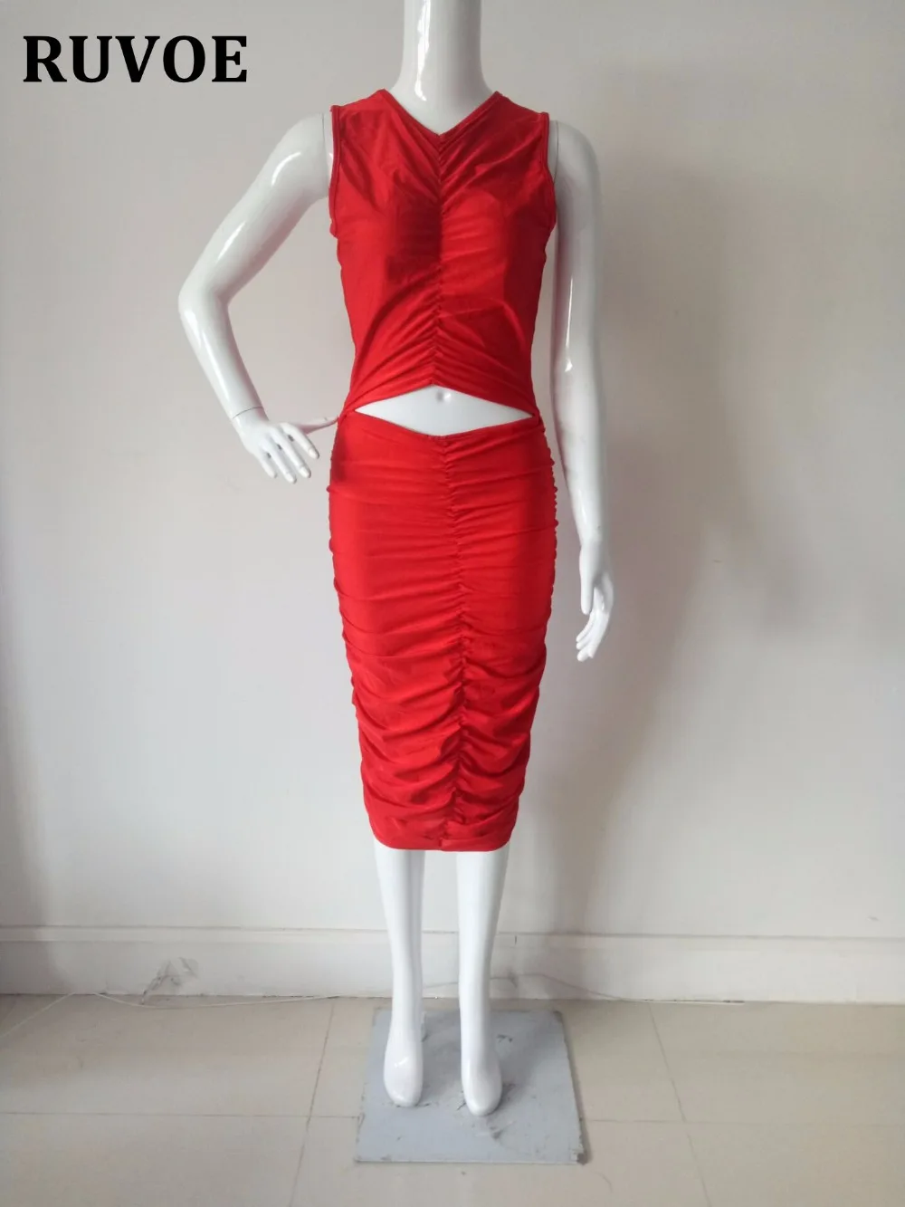 2017 Fashion women factory grils ' dresses wholesale red O neck Mid ...