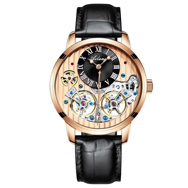 AILANG AAA качественные часы дорогой двойной турбийон швейцарские часы Топ люксовый бренд Мужские автоматические механические часы для мужчин - Цвет: 2