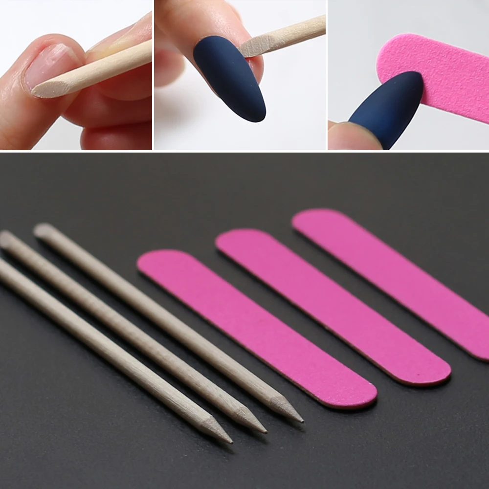 3pcs Nail Files+3pcs Wood Stick Manicure essential tools Nail art