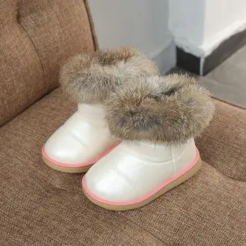 

2018 New Winter PU Leather Child Slip-resistant Girl Snow Boots Child Boots Kids Cotton-padded Shoes Soft Bottom Baby Cute Boots