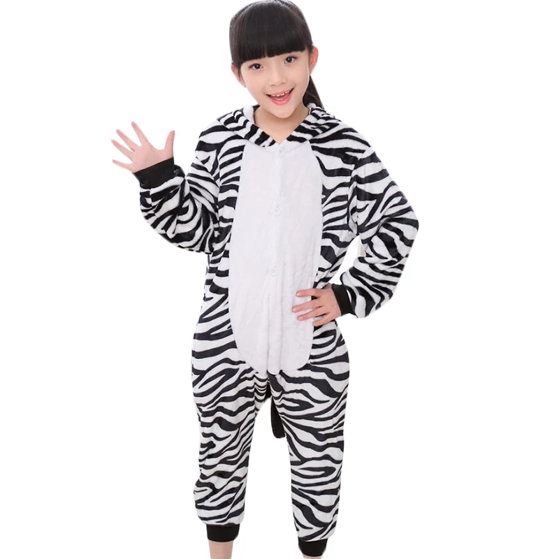 New Children/'s Zebra Leopard Print Hooded All In One Onezee Jumpsuit PJ Pajamas