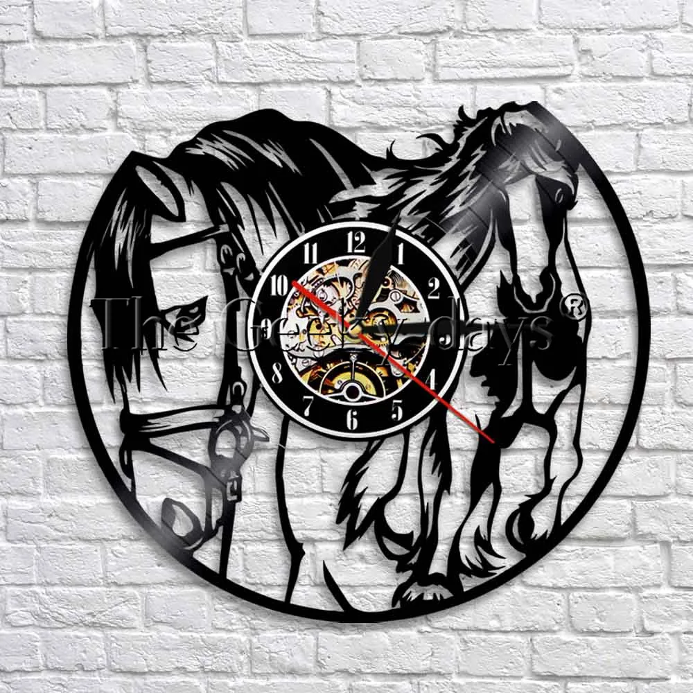 Horse Watch Retro Hollow Horse Totem Wall Clock Pony Animal Vinyl