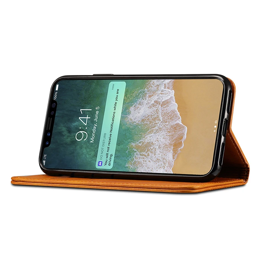 !ACCEZZ Luxury Leather Phone Case Card Pocket Full Protective Cover For iphone X XS MAX XR Wallet Flip Cases Shell Stand Holder (12)