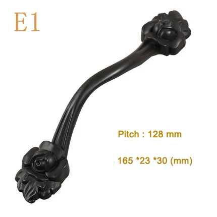 Винтажная индивидуальная черная ручка для шкафа дверные ручки для шкафа ручки для кухонной мебели интерьерная фурнитура - Цвет: E1