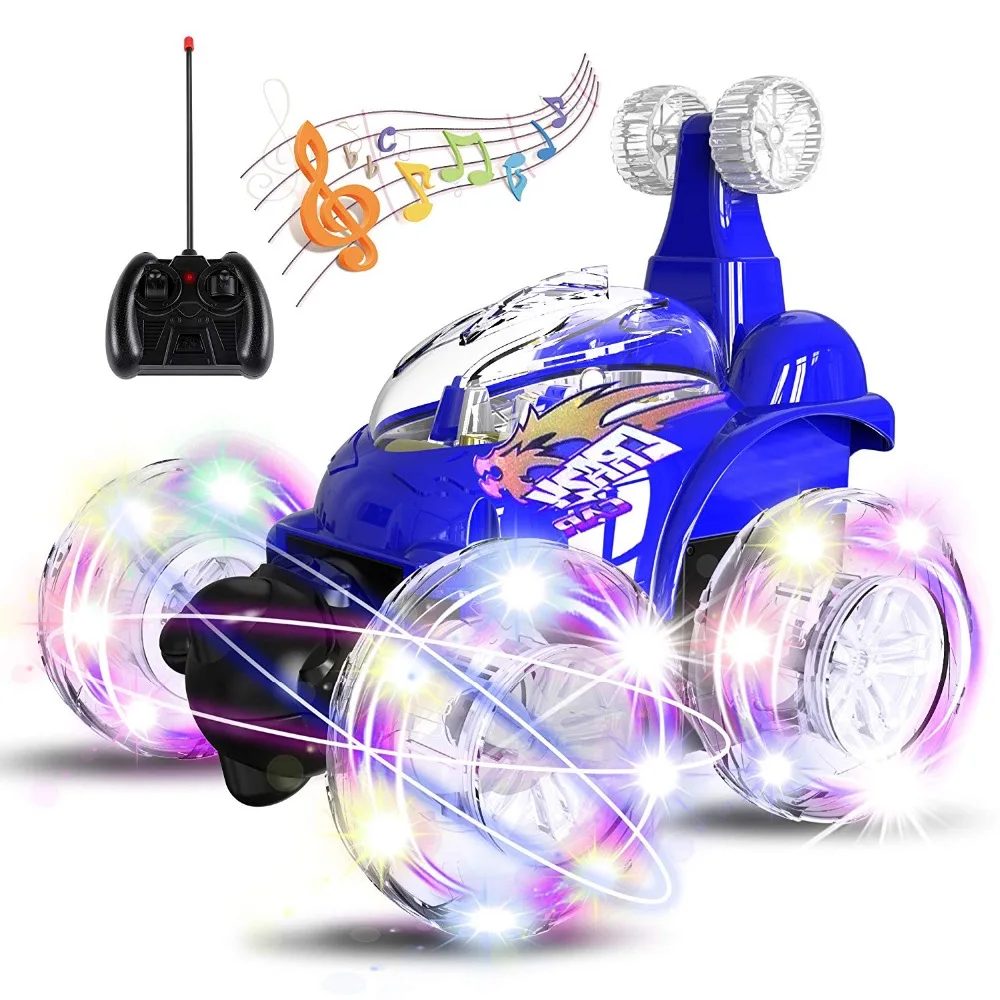 Радиоуправляемый автомобиль Uttora 360 с электроуправлением, светодиодный пульт дистанционного управления, автомобильный трюк, танцевальный автомобиль, мигающий светильник и музыка, Детская Подарочная игрушка