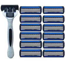 6ти уровневая Для мужчин, безопасная бритва, 1 держатель для бритвенного станка 12 штук лезвий