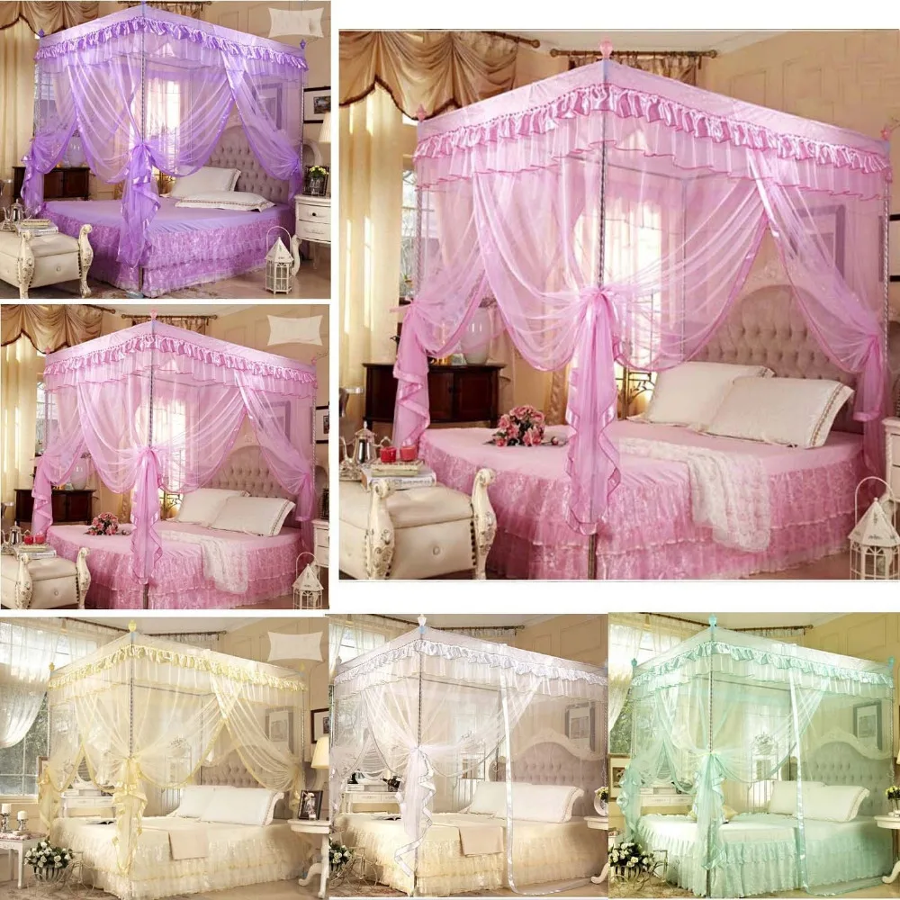 

Romantic ! 4 Corner Post Bed Canopy Mosquito Twin Sizes Netting (No Bracket)