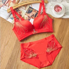 5 Colors Women Fashion Embrioidery Push Up Seamless Candy Color Wire Free Adjustable Underwear Bra Set Intimates Lingerie 117