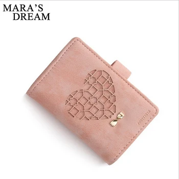 

Mara's Dream Wallet Short Women PU Leather Wallets Solid Female Business Vintage Hollow Out Purse Women Card Holder Wallets Bags